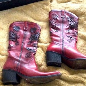 Red Leather boots - Carlos Santana great condition
